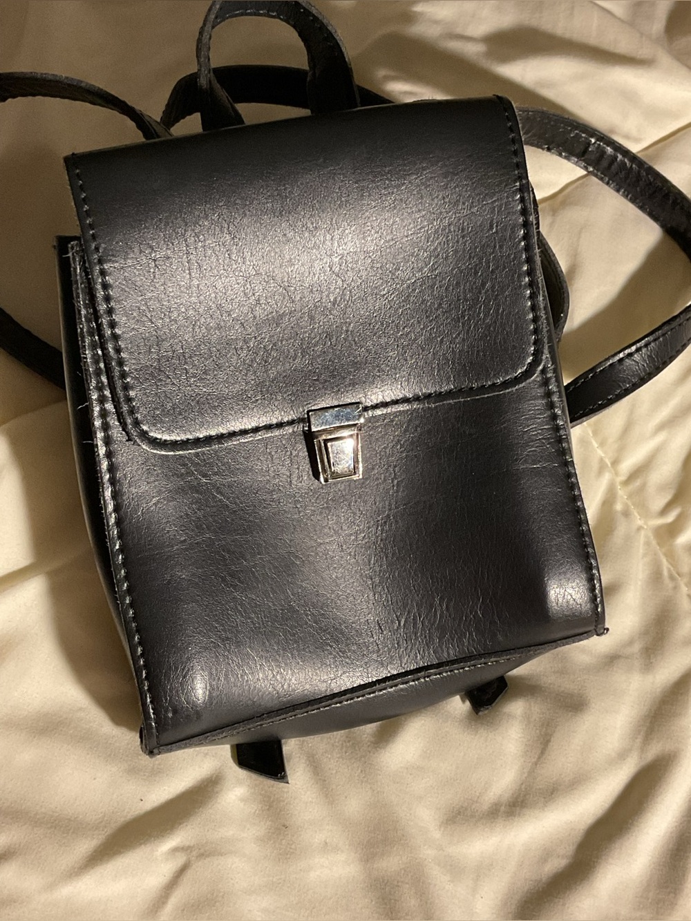 Brandy Melville Black Leather Mini Backpack